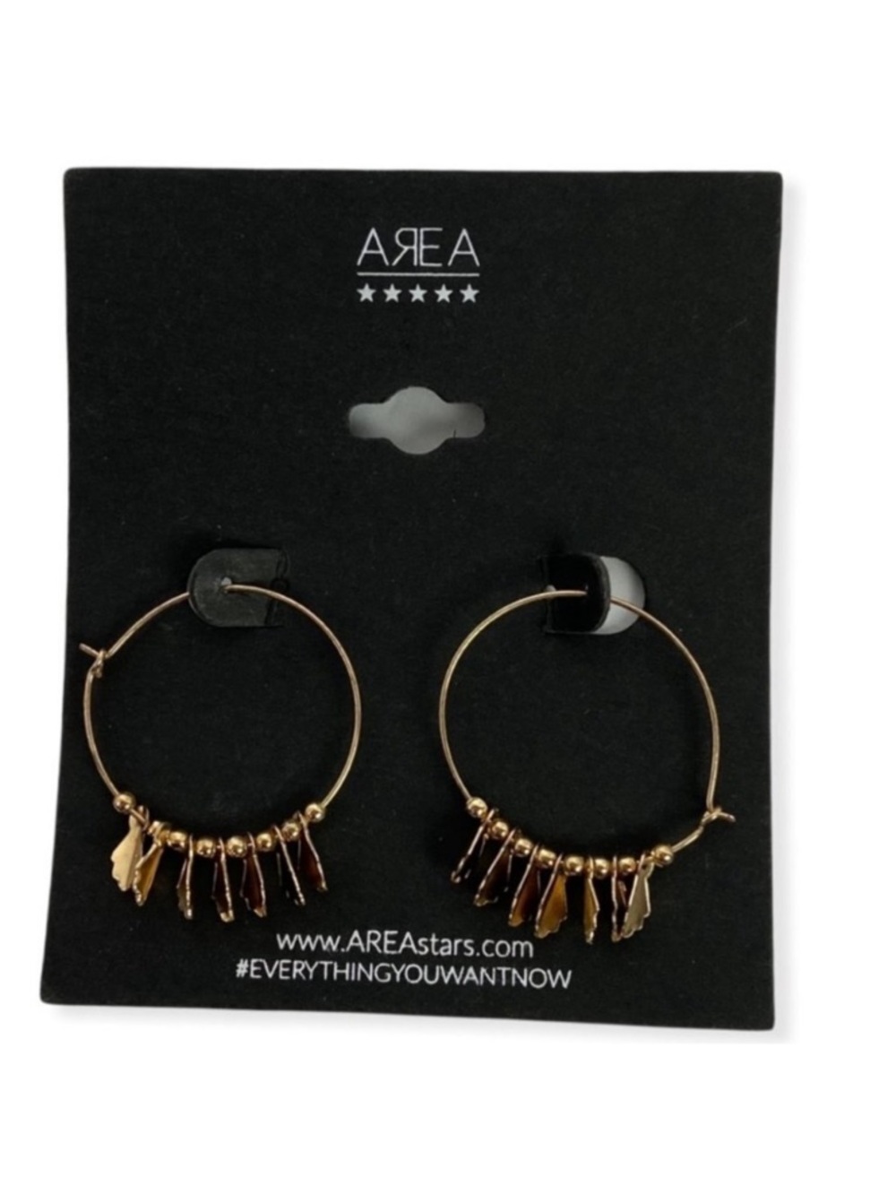 NWT Nordstrom AreaStars Circular Hoop Earrings‎ Gold Tone Leaves Bohemian Boho
